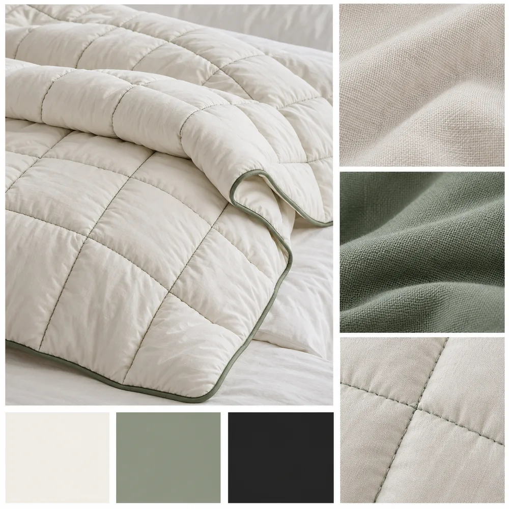 Sample Cloudmere comforter, creative direction board