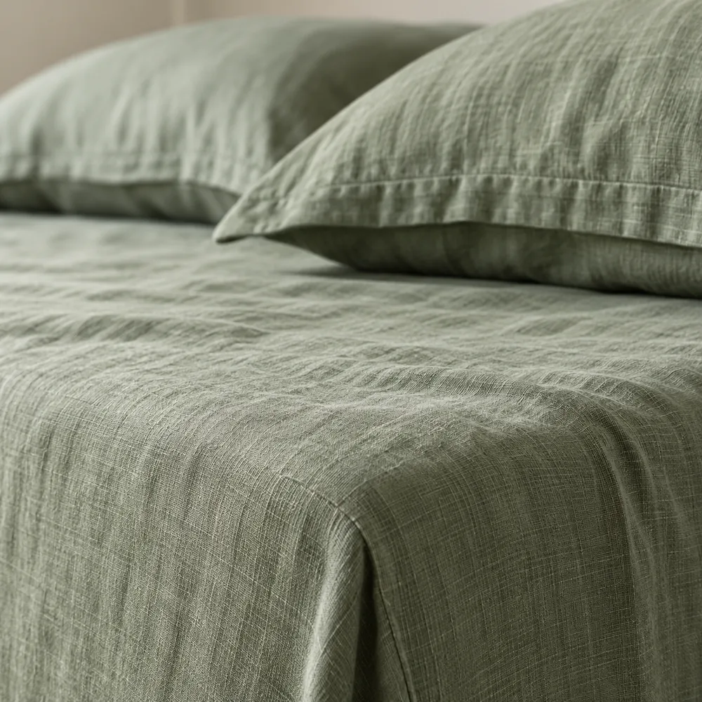 Sample product · Loomvale bedsheet set · linen detail